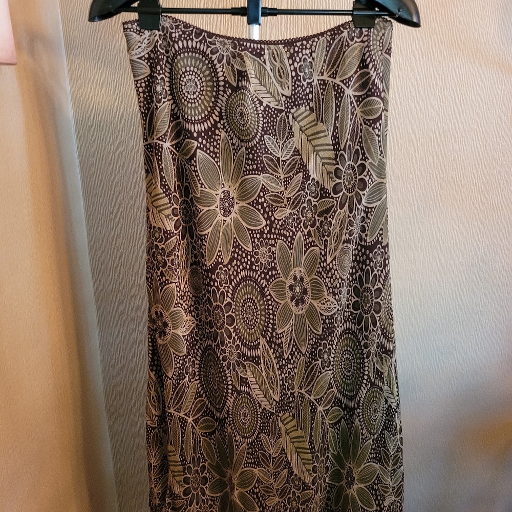 JM Collection Brown, Green And Tan Lined Skirt